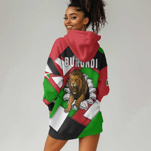 Burundi Roaring Lion Hoodie Dress with National Flag Colors
