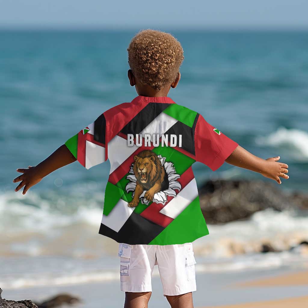 Burundi Roaring Lion Kid Hawaiian Shirt with National Flag Colors