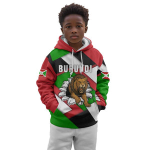 Burundi Roaring Lion Kid Hoodie with National Flag Colors