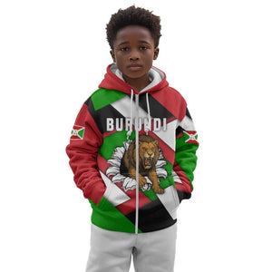 Burundi Roaring Lion Kid Hoodie with National Flag Colors