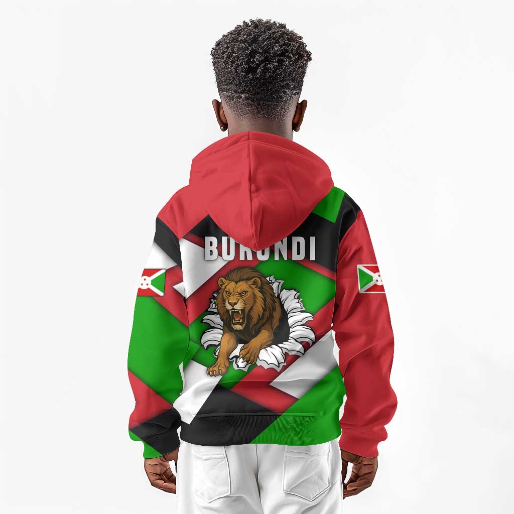 Burundi Roaring Lion Kid Hoodie with National Flag Colors