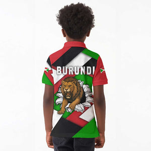Burundi Roaring Lion Kid Polo Shirt with National Flag Colors