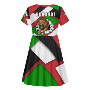 Burundi Roaring Lion Kid Short Sleeve Dress with National Flag Colors