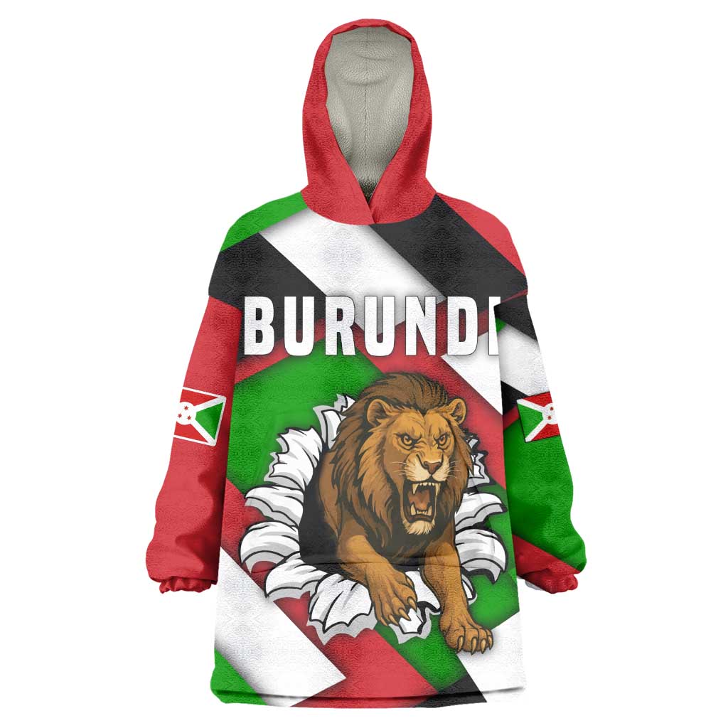 Burundi Roaring Lion Kid Wearable Blanket Hoodie with National Flag Colors