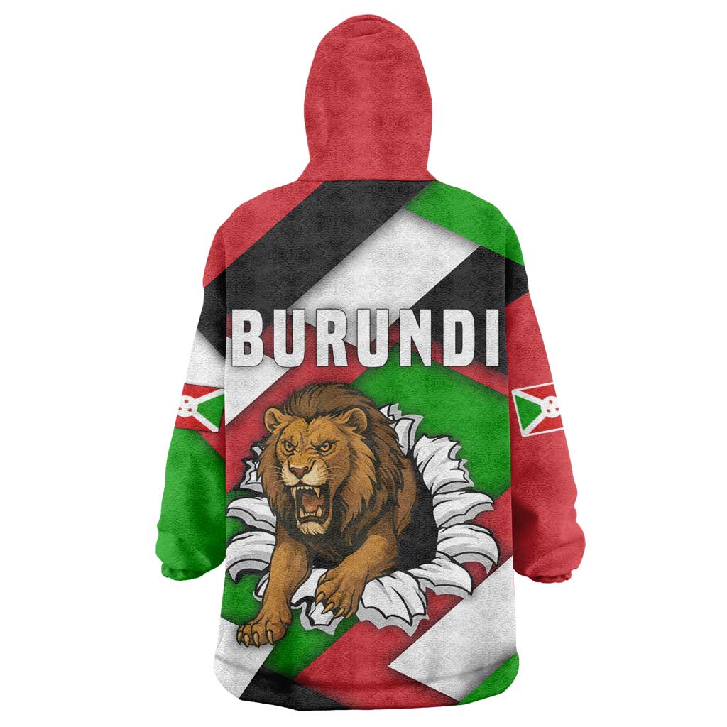 Burundi Roaring Lion Kid Wearable Blanket Hoodie with National Flag Colors