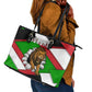 Burundi Roaring Lion Leather Tote Bag with National Flag Colors