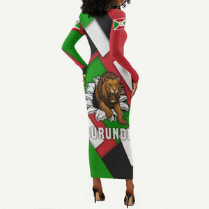Burundi Roaring Lion Long Sleeve Bodycon Dress with National Flag Colors
