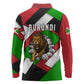 Burundi Roaring Lion Long Sleeve Polo Shirt with National Flag Colors