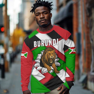 Burundi Roaring Lion Long Sleeve Shirt with National Flag Colors