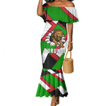 Burundi Roaring Lion Mermaid Dress with National Flag Colors