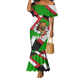 Burundi Roaring Lion Mermaid Dress with National Flag Colors
