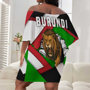 Burundi Roaring Lion Off Shoulder Short Dress with National Flag Colors
