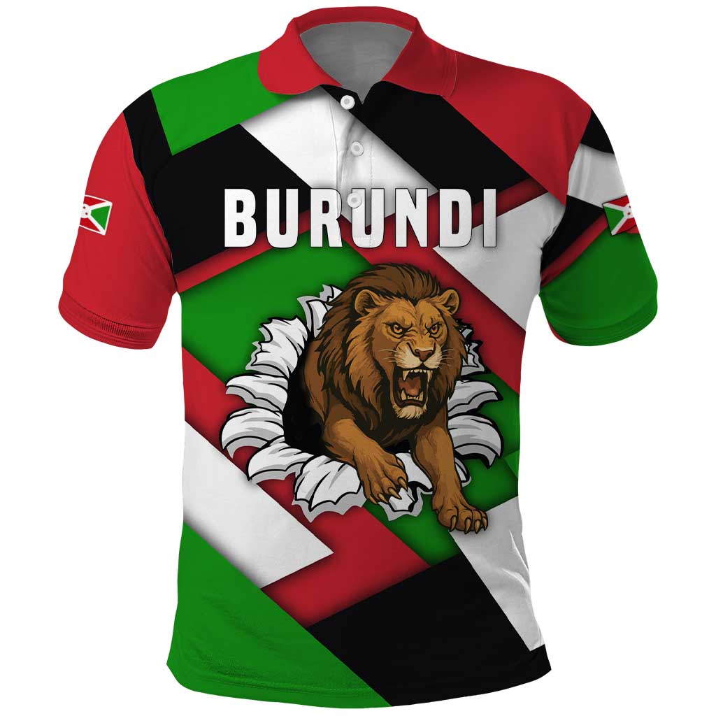 Burundi Roaring Lion Polo Shirt with National Flag Colors