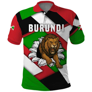 Burundi Roaring Lion Polo Shirt with National Flag Colors