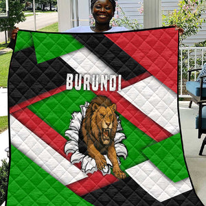 Burundi Roaring Lion Quilt with National Flag Colors