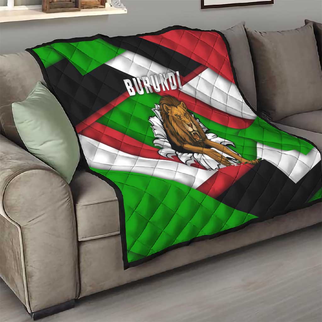 Burundi Roaring Lion Quilt with National Flag Colors