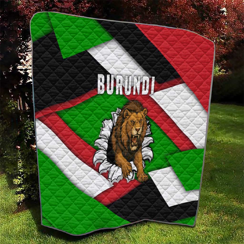 Burundi Roaring Lion Quilt with National Flag Colors