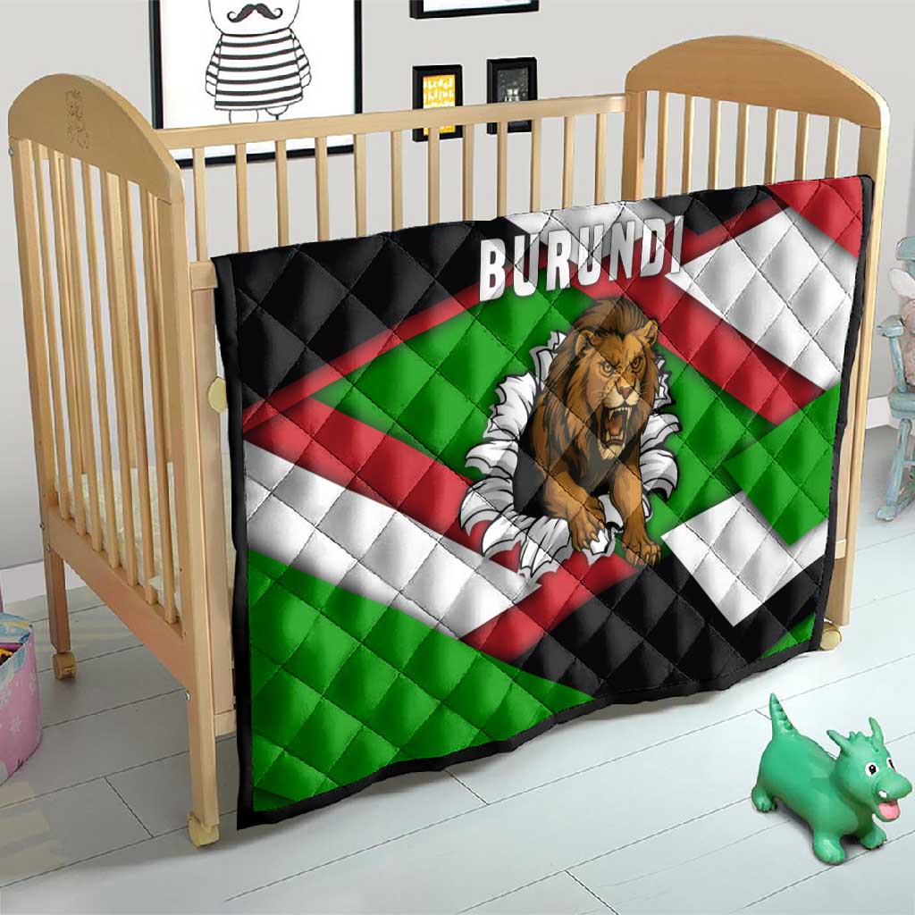 Burundi Roaring Lion Quilt with National Flag Colors