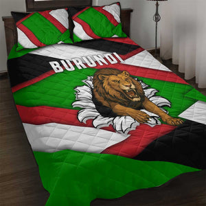 Burundi Roaring Lion Quilt Bed Set with National Flag Colors