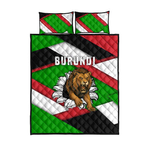 Burundi Roaring Lion Quilt Bed Set with National Flag Colors