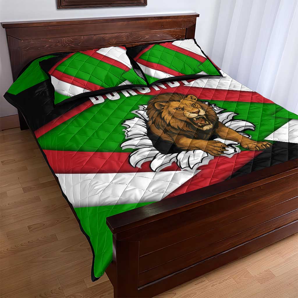 Burundi Roaring Lion Quilt Bed Set with National Flag Colors