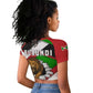 Burundi Roaring Lion Raglan Cropped T shirt with National Flag Colors