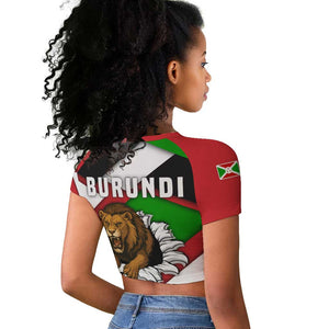 Burundi Roaring Lion Raglan Cropped T shirt with National Flag Colors