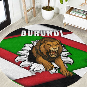 Burundi Roaring Lion Round Carpet with National Flag Colors