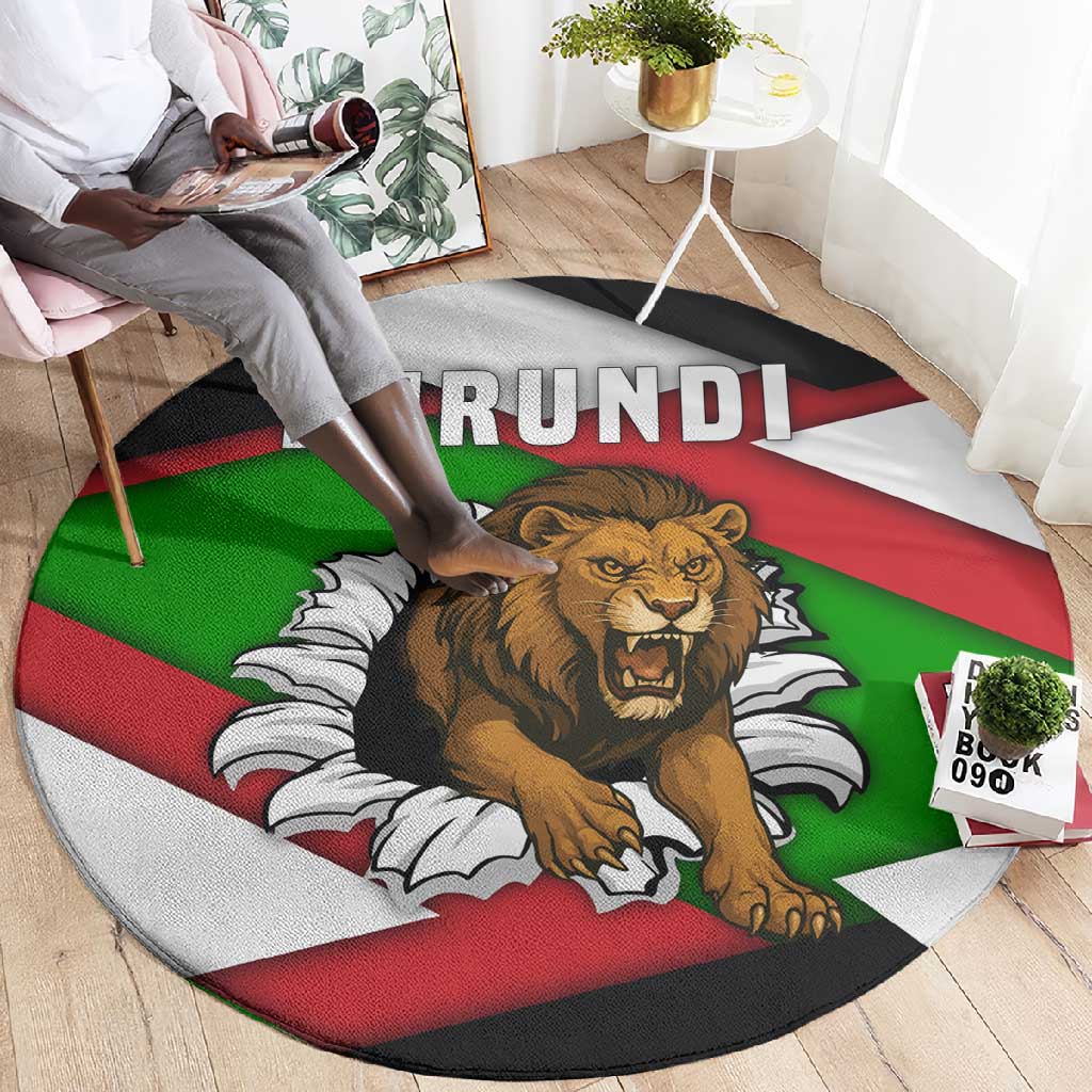 Burundi Roaring Lion Round Carpet with National Flag Colors