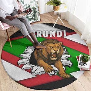 Burundi Roaring Lion Round Carpet with National Flag Colors