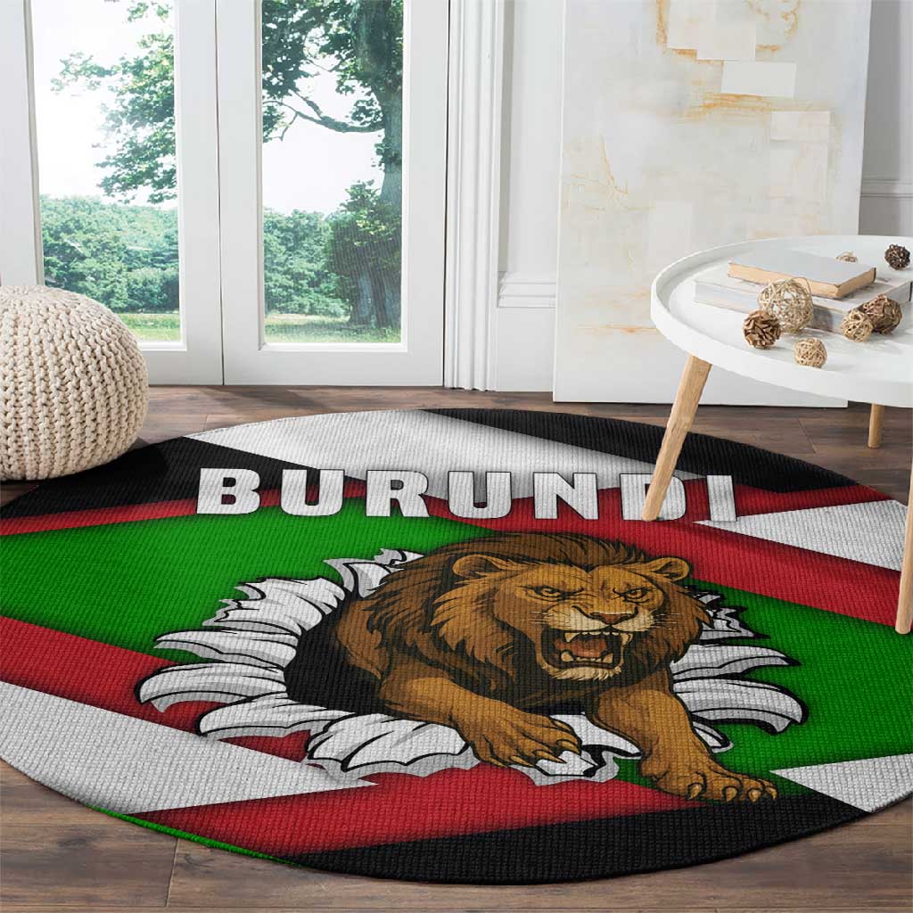Burundi Roaring Lion Round Carpet with National Flag Colors