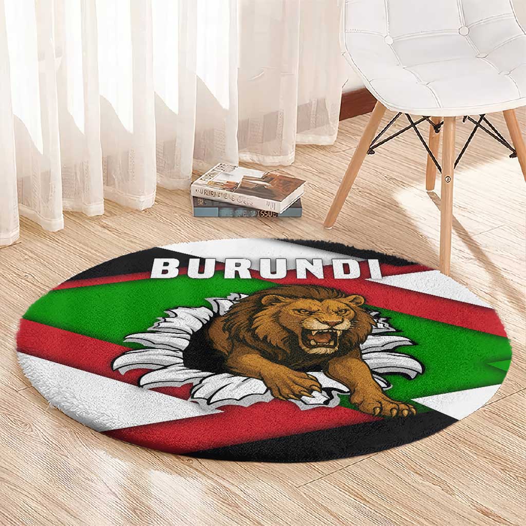 Burundi Roaring Lion Round Carpet with National Flag Colors
