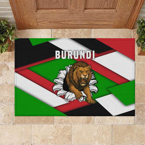 Burundi Roaring Lion Rubber Doormat with National Flag Colors