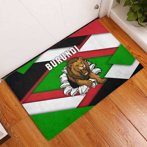 Burundi Roaring Lion Rubber Doormat with National Flag Colors