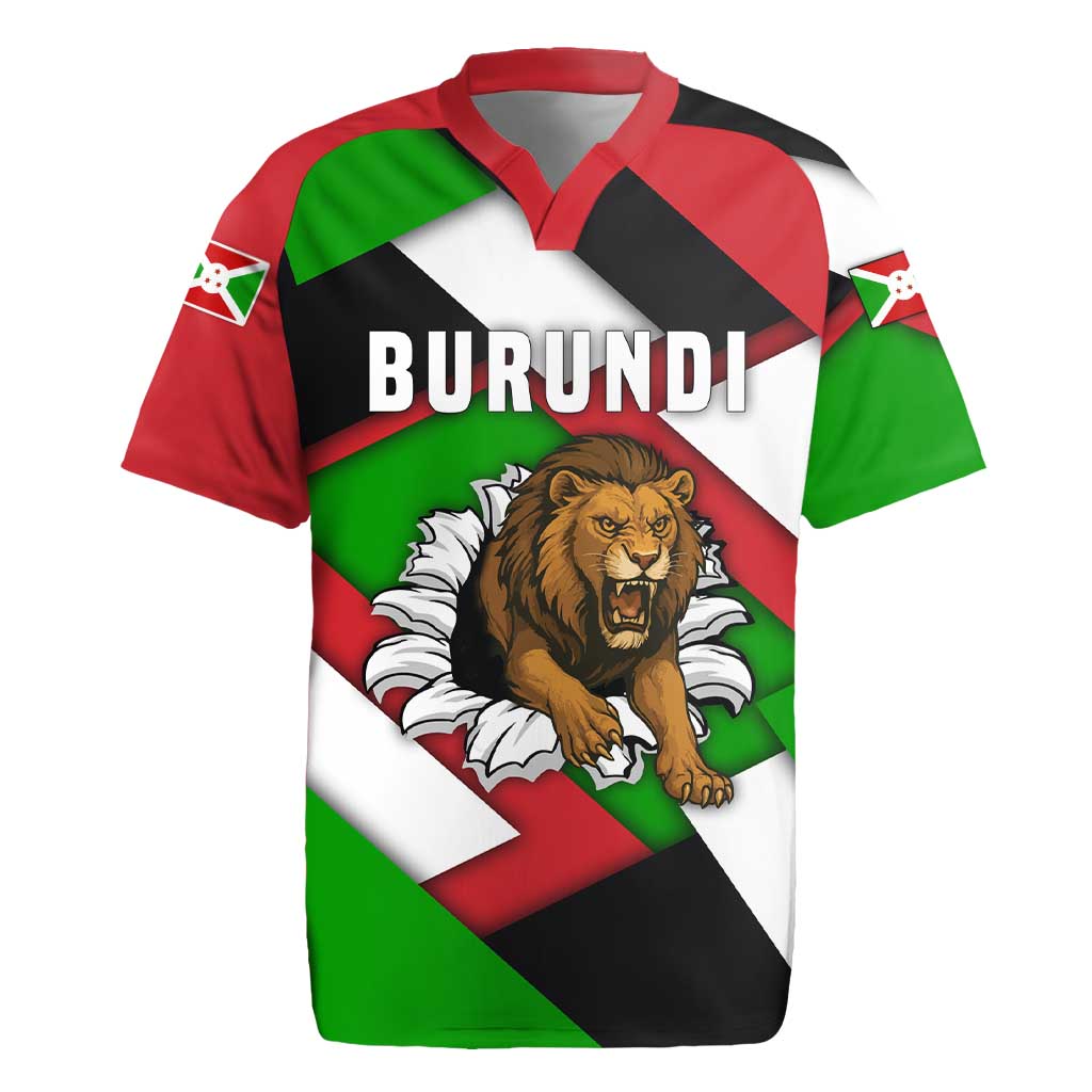 Burundi Roaring Lion Rugby Jersey with National Flag Colors