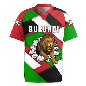 Burundi Roaring Lion Rugby Jersey with National Flag Colors
