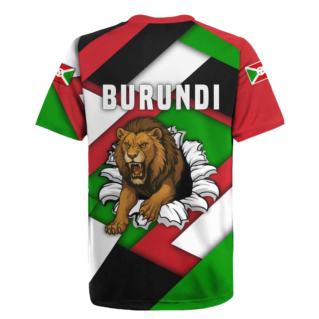 Burundi Roaring Lion Rugby Jersey with National Flag Colors