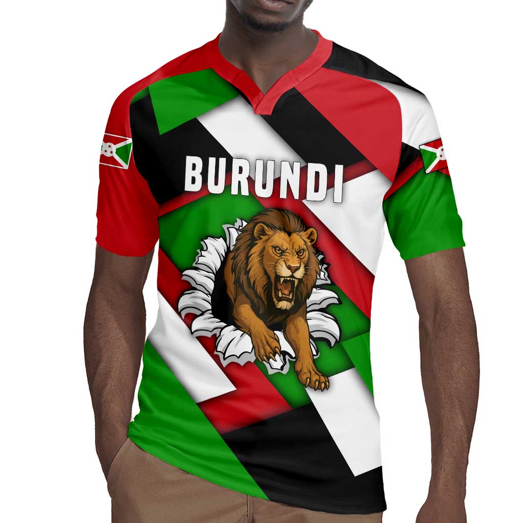 Burundi Roaring Lion Rugby Jersey with National Flag Colors