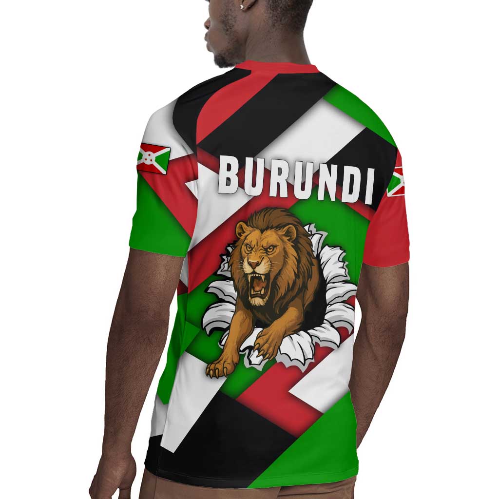 Burundi Roaring Lion Rugby Jersey with National Flag Colors