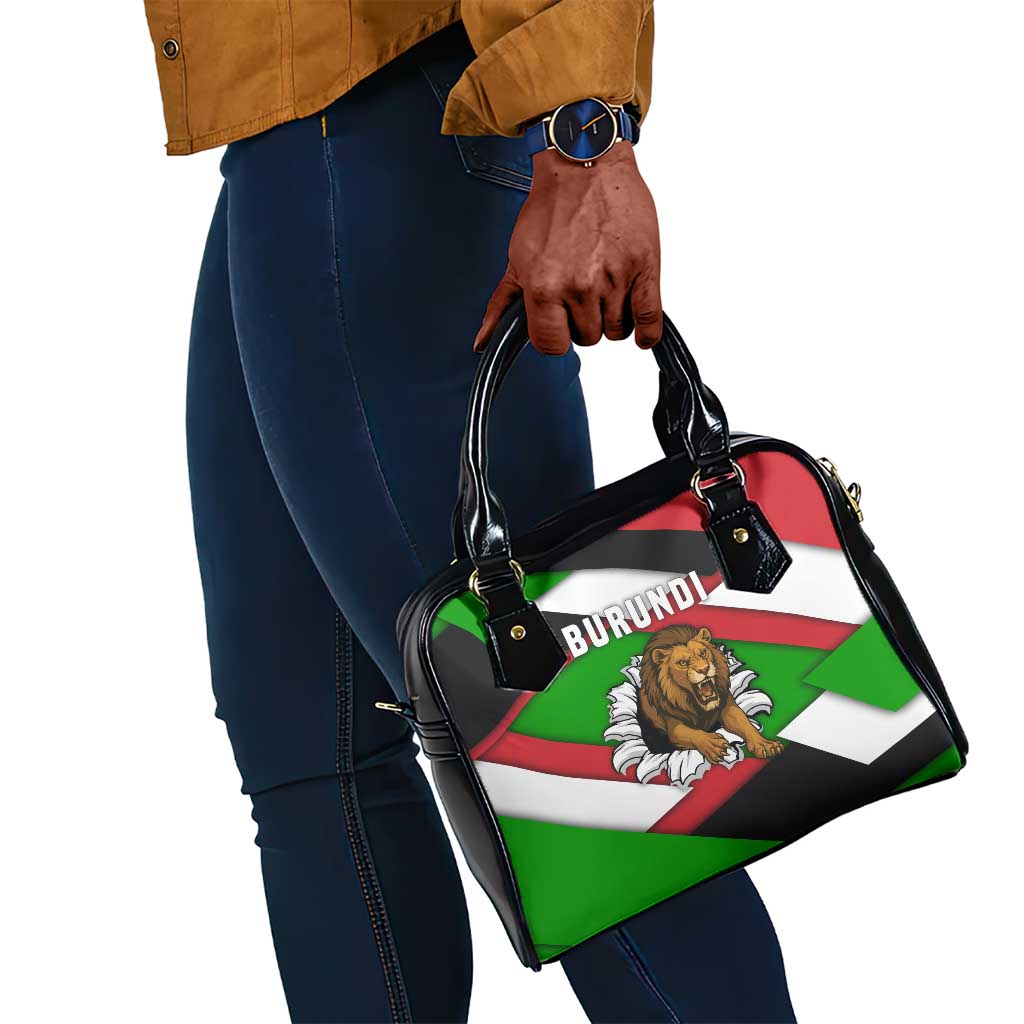 Burundi Roaring Lion Shoulder Handbag with National Flag Colors