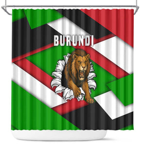 Burundi Roaring Lion Shower Curtain with National Flag Colors