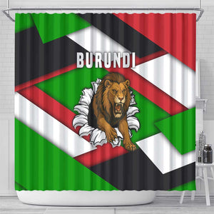 Burundi Roaring Lion Shower Curtain with National Flag Colors