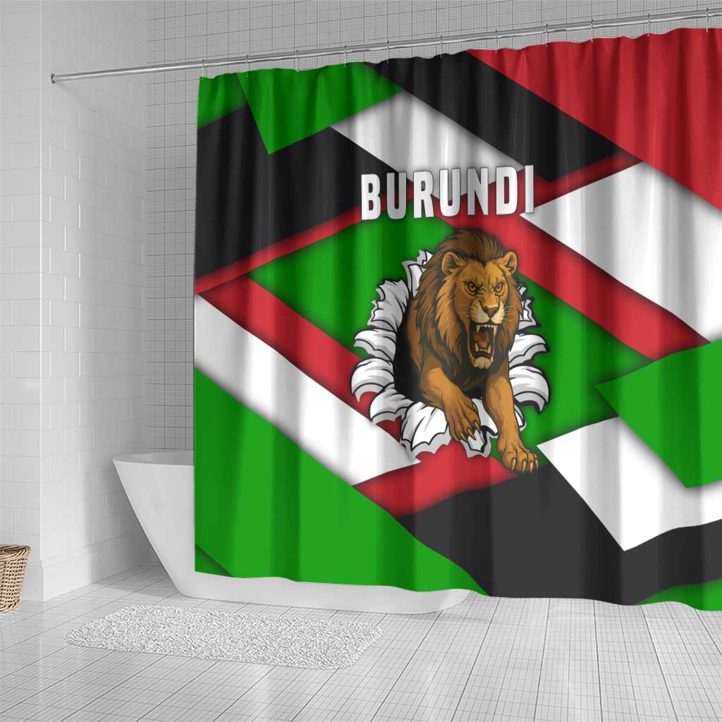 Burundi Roaring Lion Shower Curtain with National Flag Colors