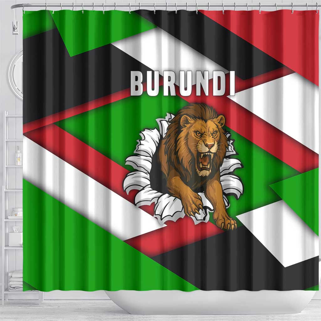 Burundi Roaring Lion Shower Curtain with National Flag Colors