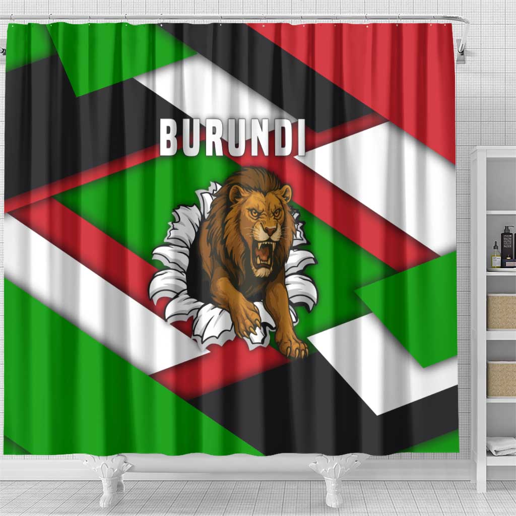 Burundi Roaring Lion Shower Curtain with National Flag Colors