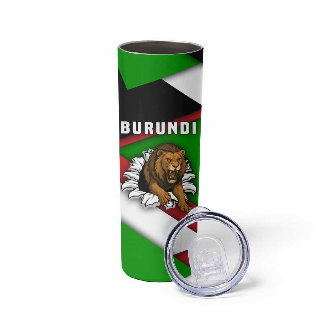 Burundi Roaring Lion Skinny Tumbler with National Flag Colors