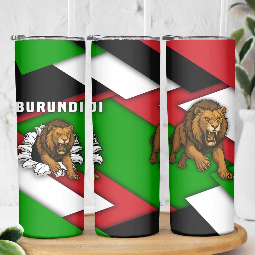Burundi Roaring Lion Skinny Tumbler with National Flag Colors