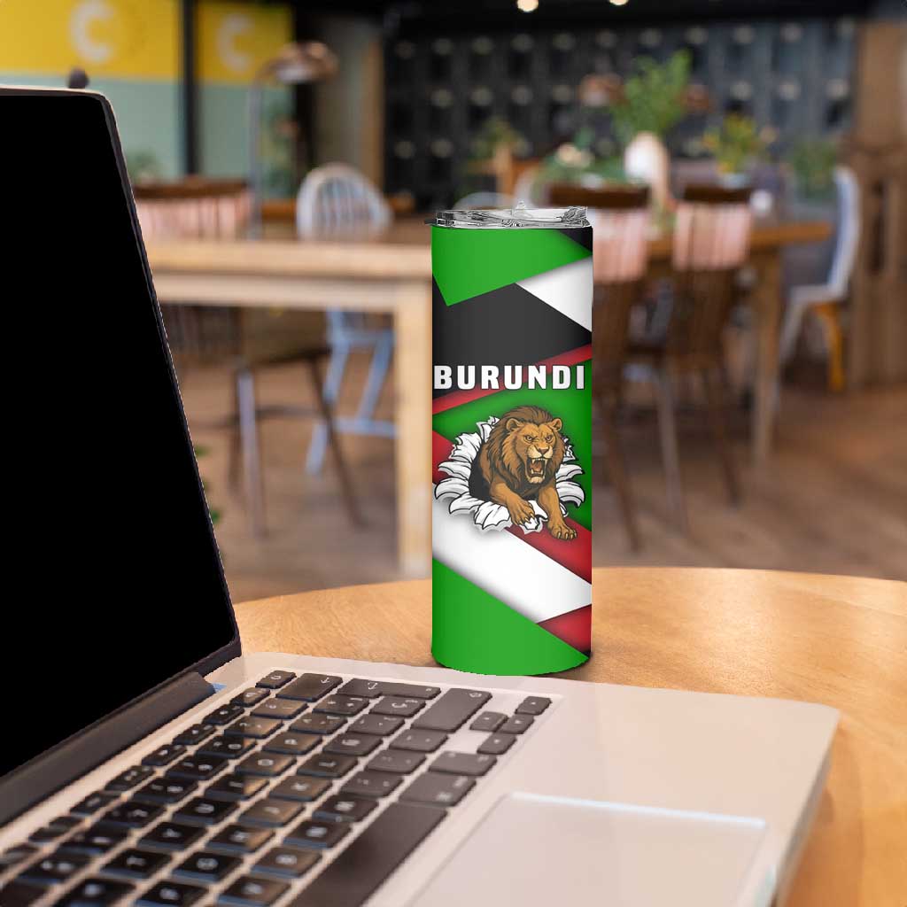 Burundi Roaring Lion Skinny Tumbler with National Flag Colors