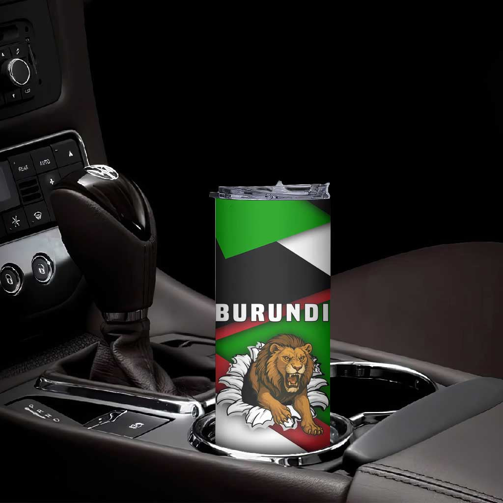 Burundi Roaring Lion Skinny Tumbler with National Flag Colors