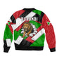 Burundi Roaring Lion Sleeve Zip Bomber Jacket with National Flag Colors